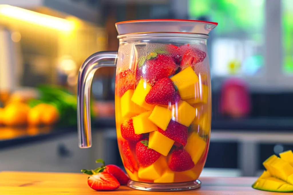 blending frozen fruit for bars