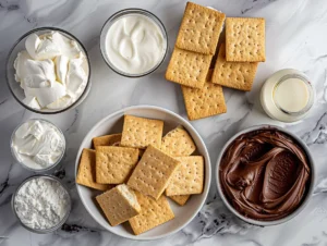 Ingredients for Frozen S’mores on counter