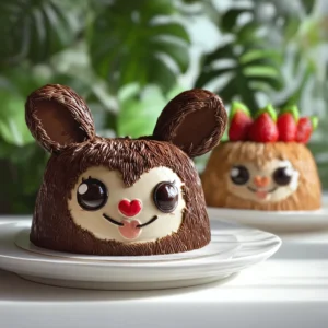 3D Labubu Ice Cream Cake with chocolate frosting and bunny ears