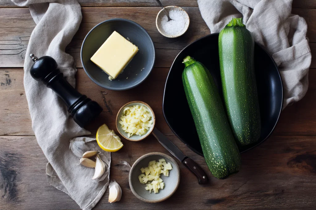 Sauteed Zucchini Recipe Ingredients Flat Lay
