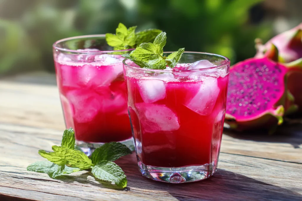 serving pitaya fruit juice