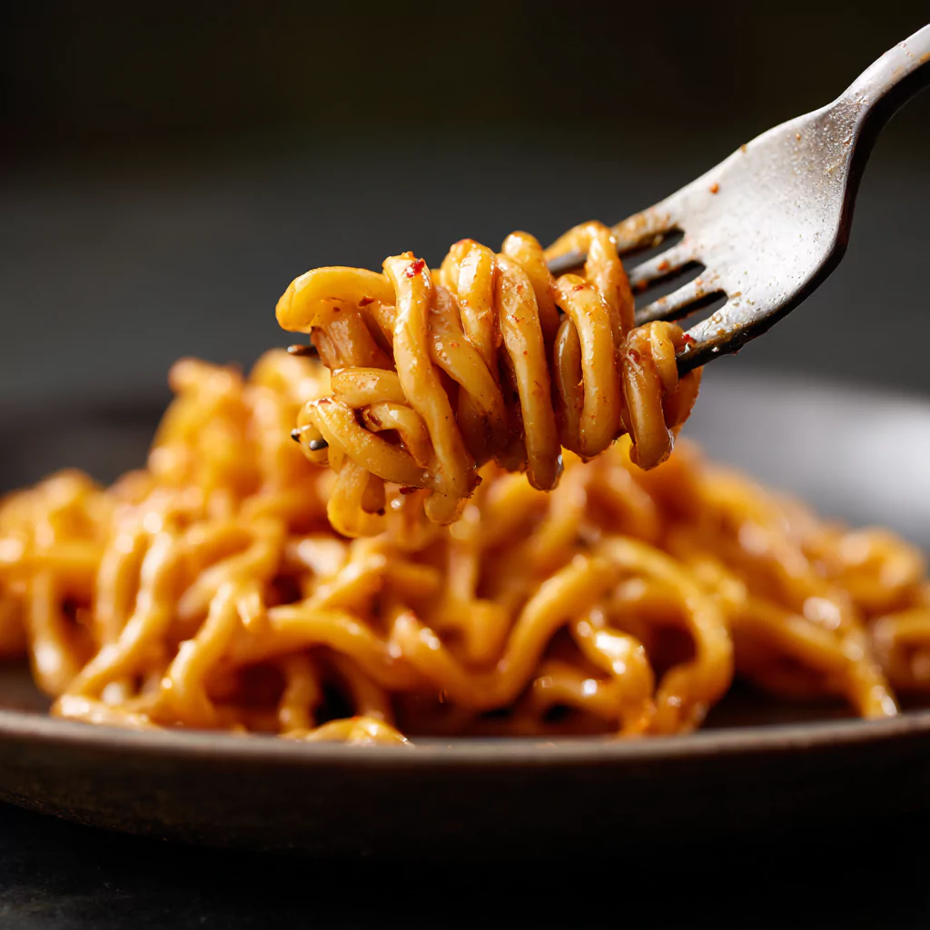 Fork lifting Gochujang Buttered Noodles