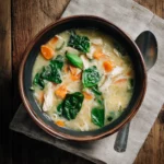 FODMAP friendly soup dairy free in rustic bowl