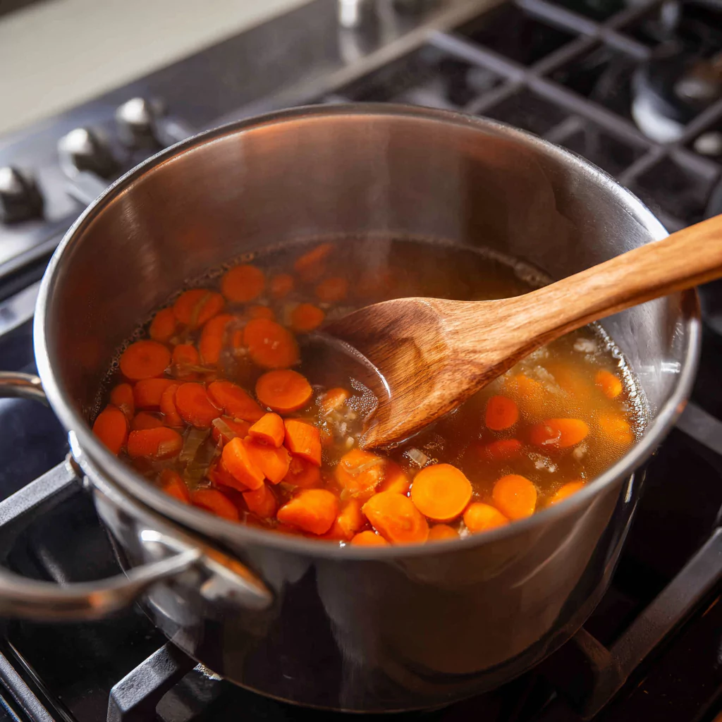 Simmering fodmap friendly soup dairy free