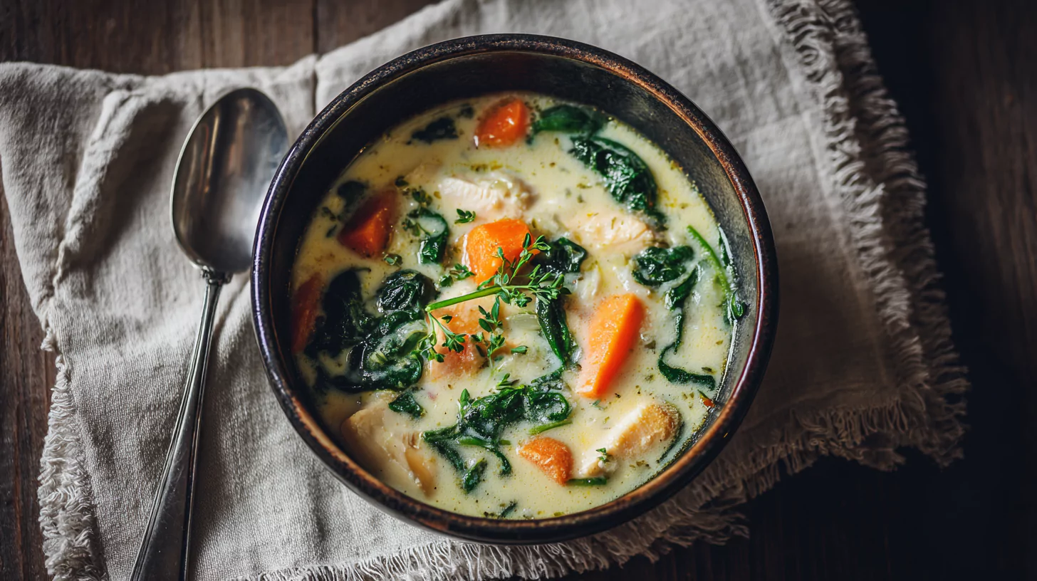 FODMAP friendly soup dairy free in rustic bowl