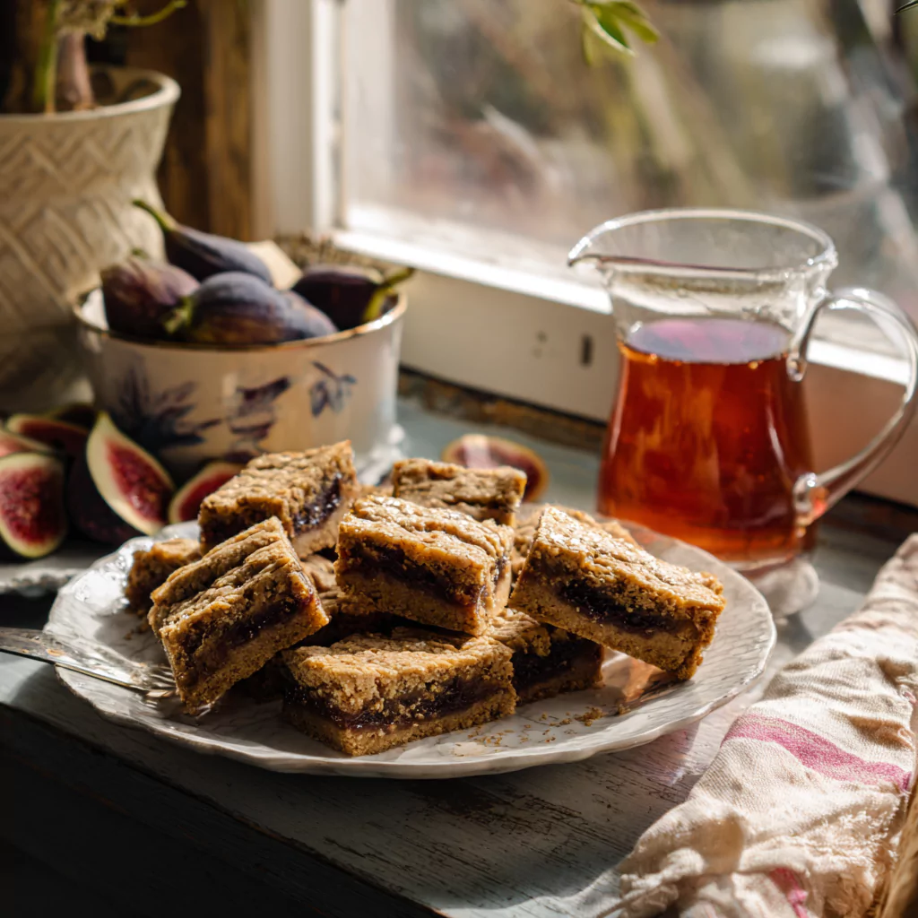 sliced gluten free fig bars on plate