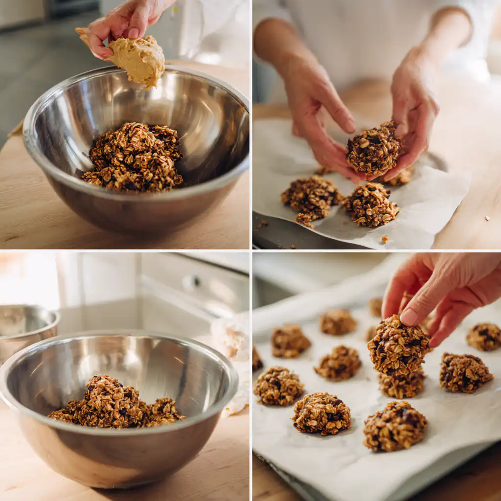 Preparing banana oat cookies step by step