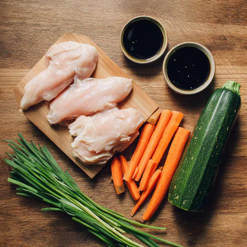 Ingredients for low FODMAP chicken stir fry