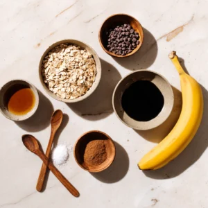 Ingredients for banana oat low FODMAP cookies