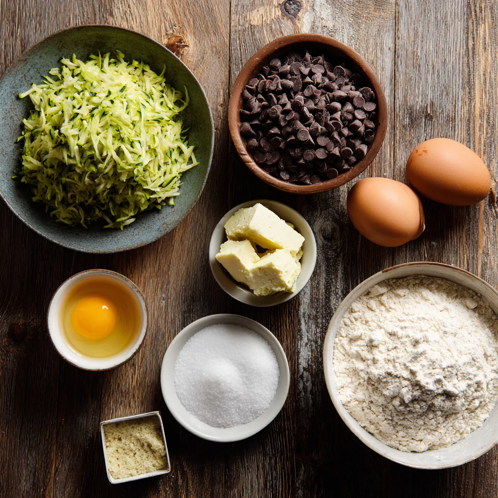 Zucchini cookie ingredients flat lay