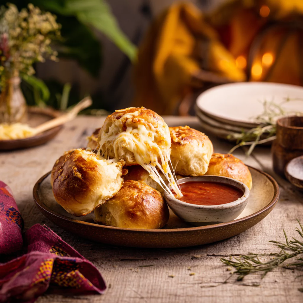 Cheesy Hawaiian Roll Garlic Bread served with marinara