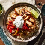 Low FODMAP chipotle bowl with grilled chicken