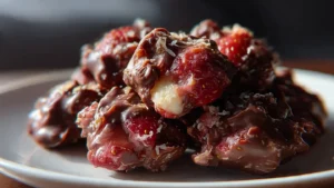 Chocolate strawberry yogurt clusters recipe with strawberries and yogurt