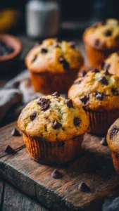 Delicious banana chocolate chip muffins fresh out of the oven