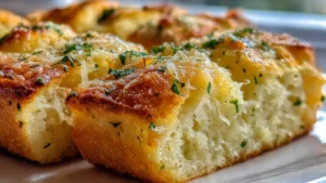 Delicious easy cheesy garlic bread topped with melted cheese and garlic butter