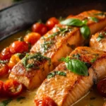 Creamy Tuscan Salmon dish with sun-dried tomatoes and creamy sauce