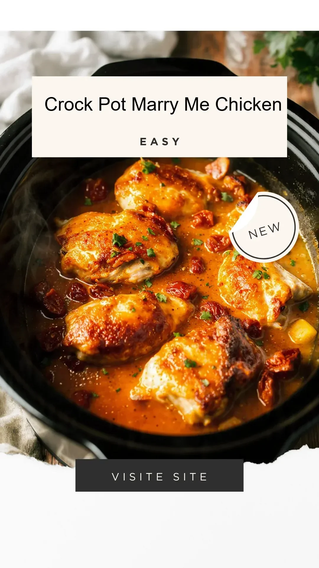 Delicious Crock Pot Marry Me Chicken served with herbs and creamy sauce