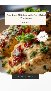 Crockpot Chicken with Sun-Dried Tomatoes served with fresh herbs