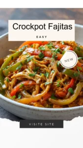 Delicious crockpot fajitas served with colorful peppers and onions