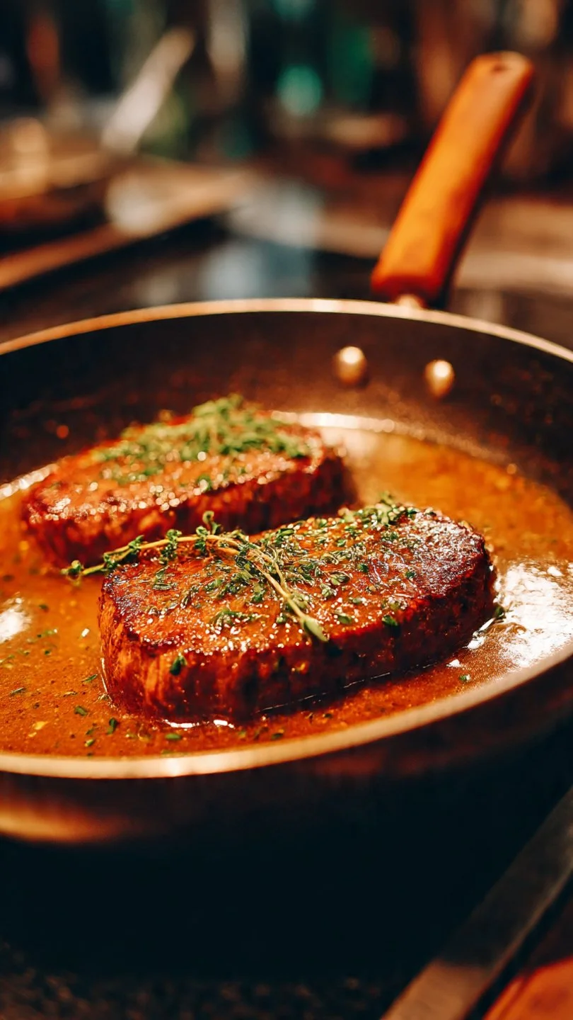 Garlic Butter Chicken and Salmon dish garnished with herbs