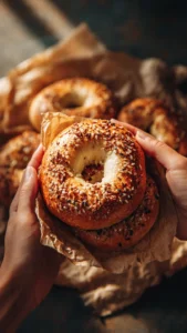Homemade Greek yogurt bagels with a golden crust and fluffy texture