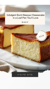 Delicious burnt Basque cheesecake baked in a loaf pan, ready to serve.