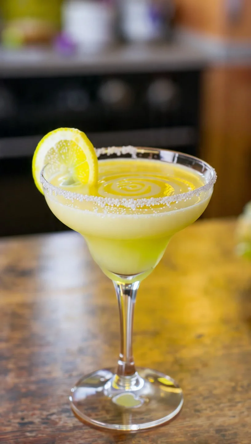 Limoncello Dream Martini cocktail garnished with lemon twist