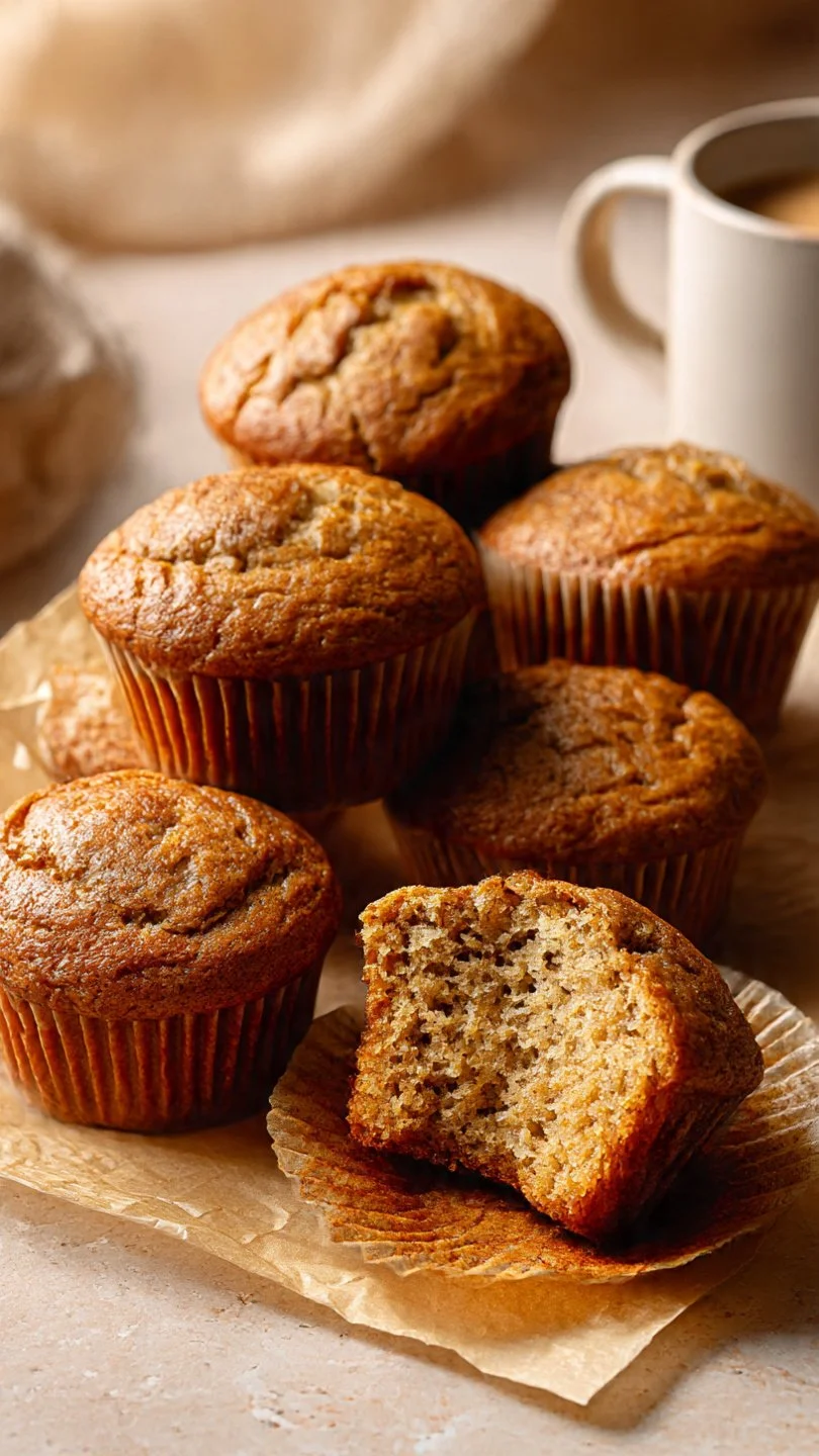 Freshly baked Maple Cinnamon Banana Muffins on a cooling rack