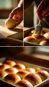 Freshly baked one hour sourdough discard rolls with a golden crust