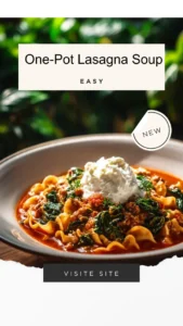 Delicious one-pot lasagna soup with cheese and herbs