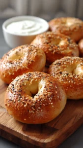 Protein bagels with Greek yogurt for a high-protein breakfast.