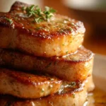 Savory seared bone-in pork chop cooked to perfection with spices.