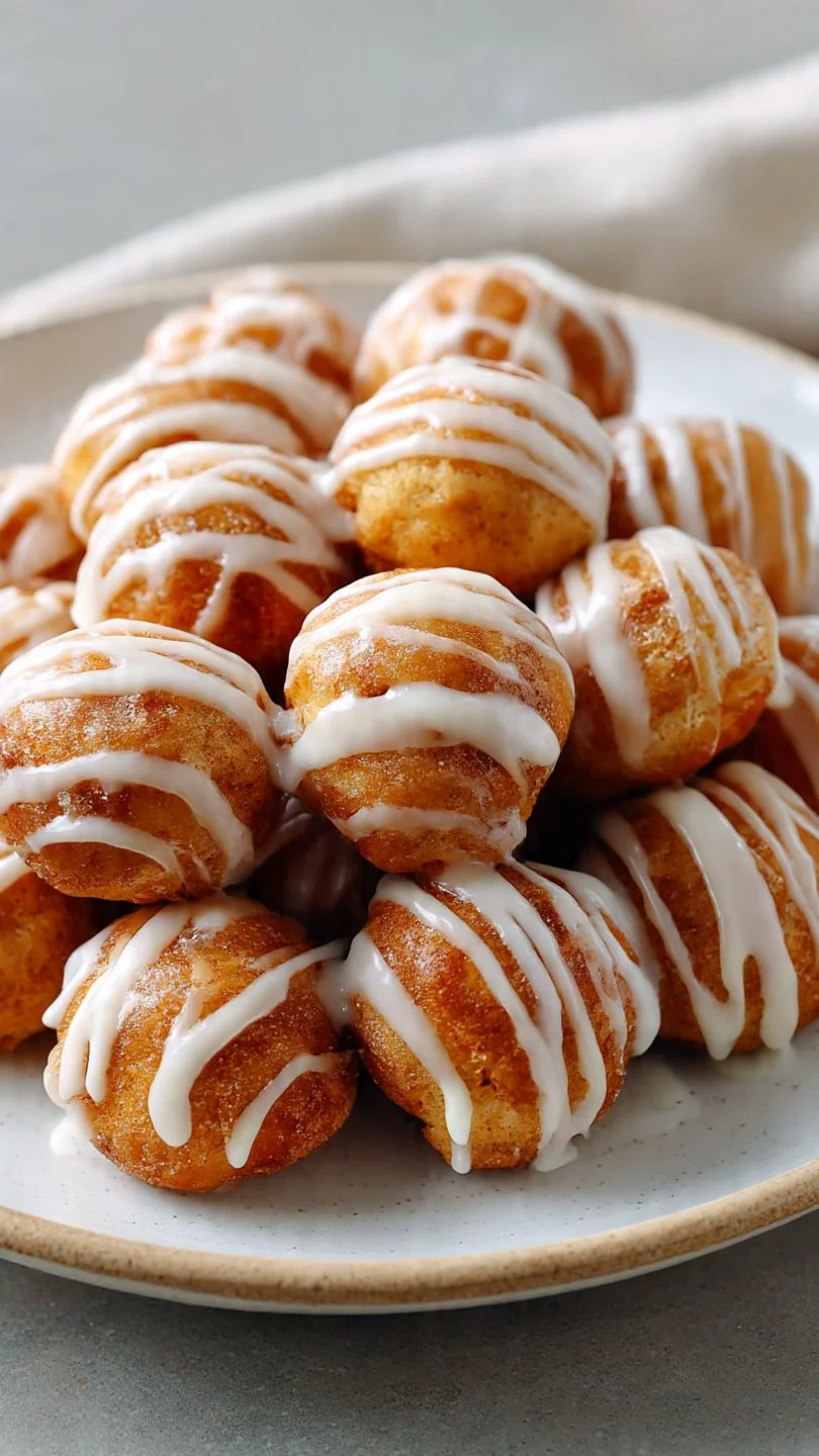 Gooey Sourdough Discard Cinnamon Roll Bites on a plate