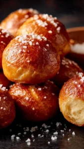 Delicious sourdough discard pretzel bites served with mustard dip