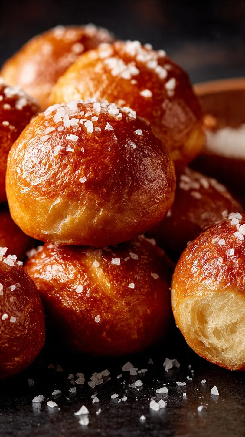 Delicious sourdough discard pretzel bites served with mustard dip