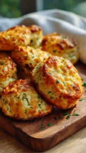 Sourdough Greek yogurt cheddar biscuits served on a plate