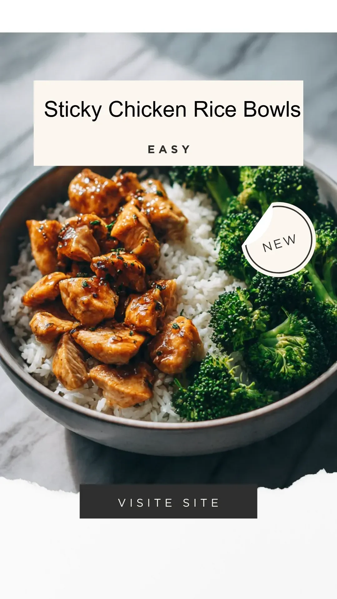 Delicious sticky chicken rice bowls topped with savory sauce and fresh herbs.