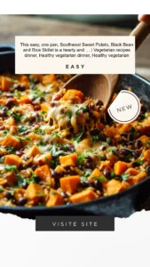 Hearty Southwest Sweet Potato black bean rice skillet dish