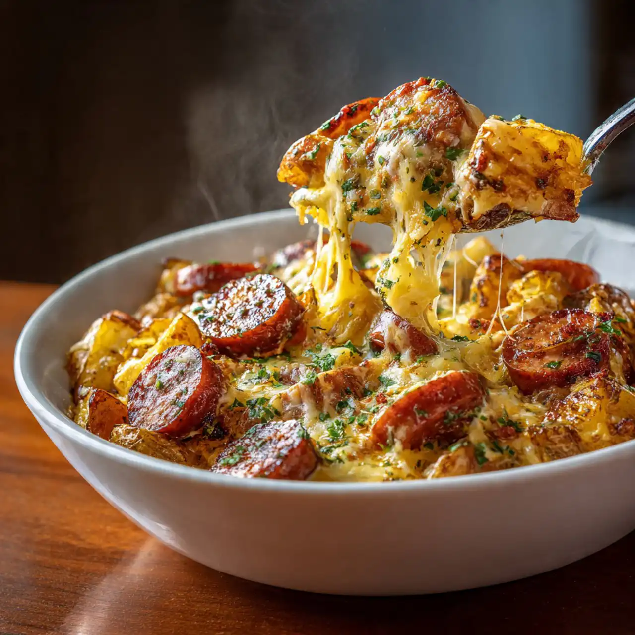 Cheesy Ranch Potatoes and Smoked Sausage