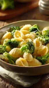 Creamy one pot broccoli pasta with vegetables and cheese