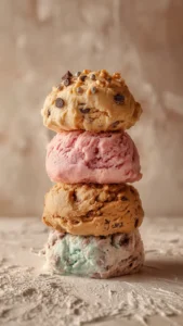 Bowl of homemade edible chocolate chip cookie dough with chocolate chips on top