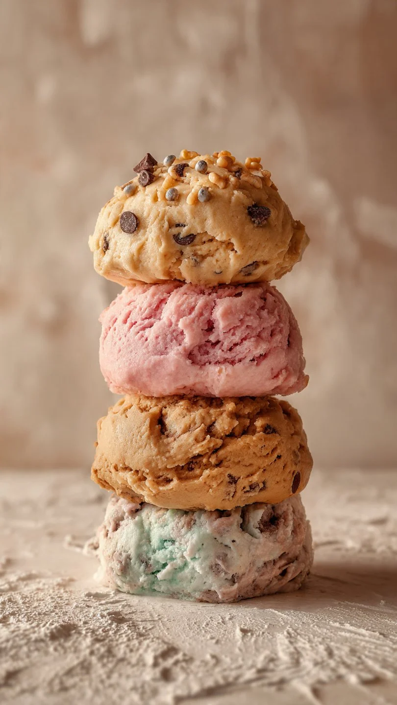 Bowl of homemade edible chocolate chip cookie dough with chocolate chips on top