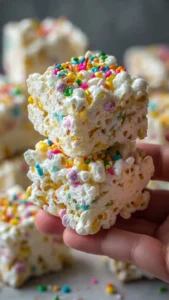 Colorful Funfetti Marshmallow Popcorn Treats in a bowl