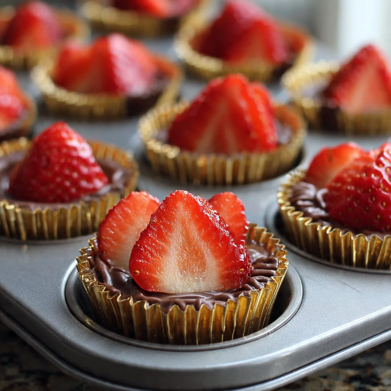 Healthy strawberry peanut butter cups, a delicious and nutritious treat.