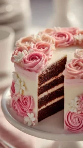 Original Neapolitan Rose Cake with vibrant layers and rose decorations.
