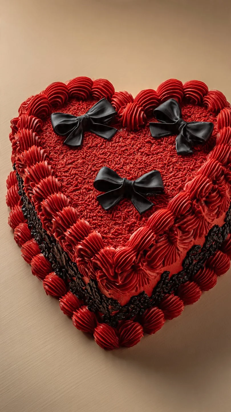 A beautifully decorated Red Heart Cake perfect for romantic occasions and celebrations.