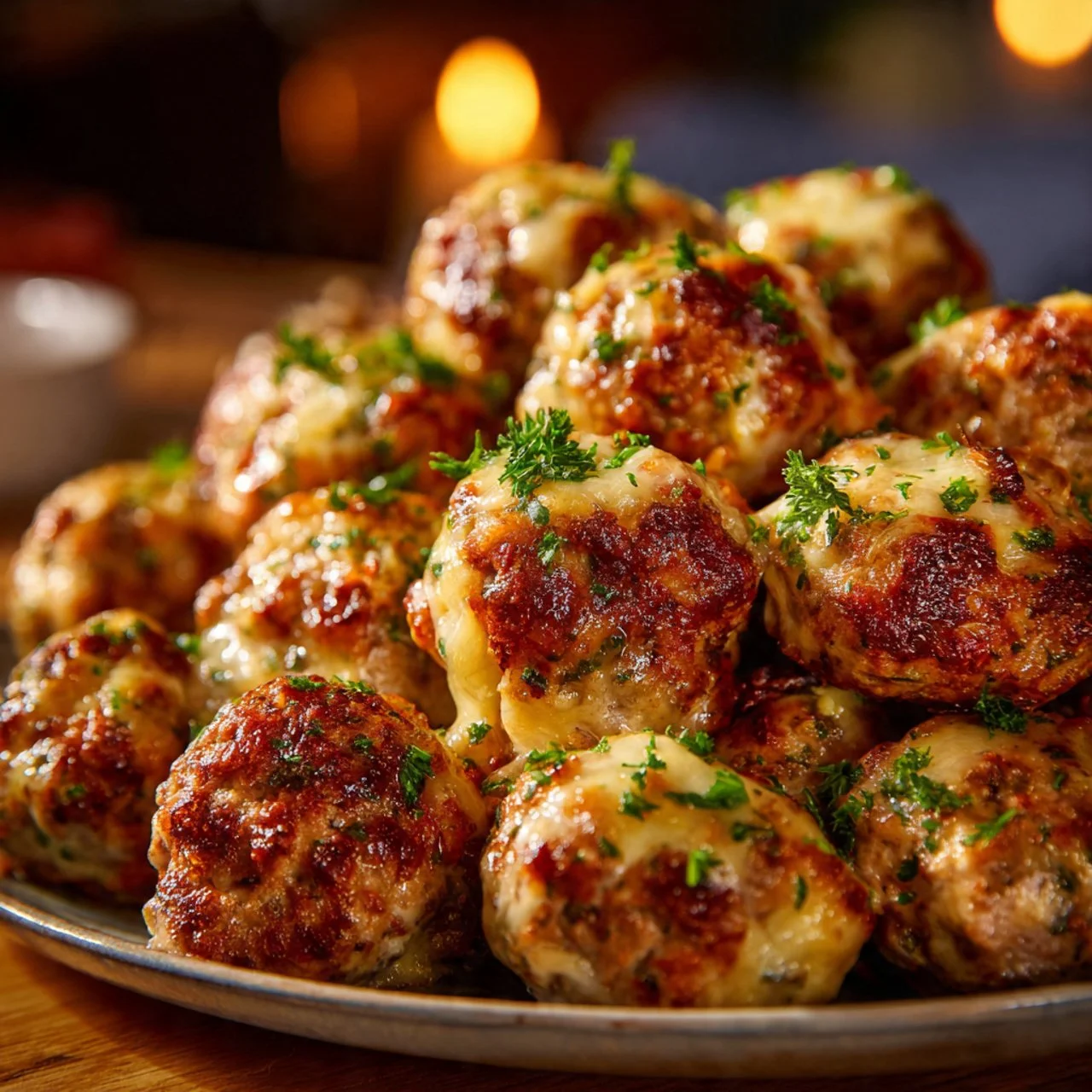 Delicious Rotel sausage balls served on a platter for a flavorful snack