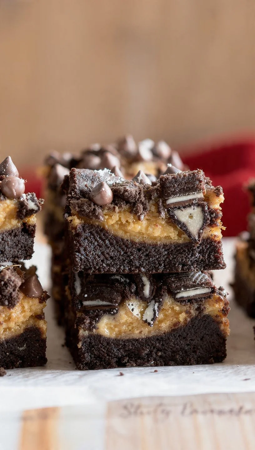 Delicious homemade slutty brownies layered with cookie dough, brownie, and Oreos