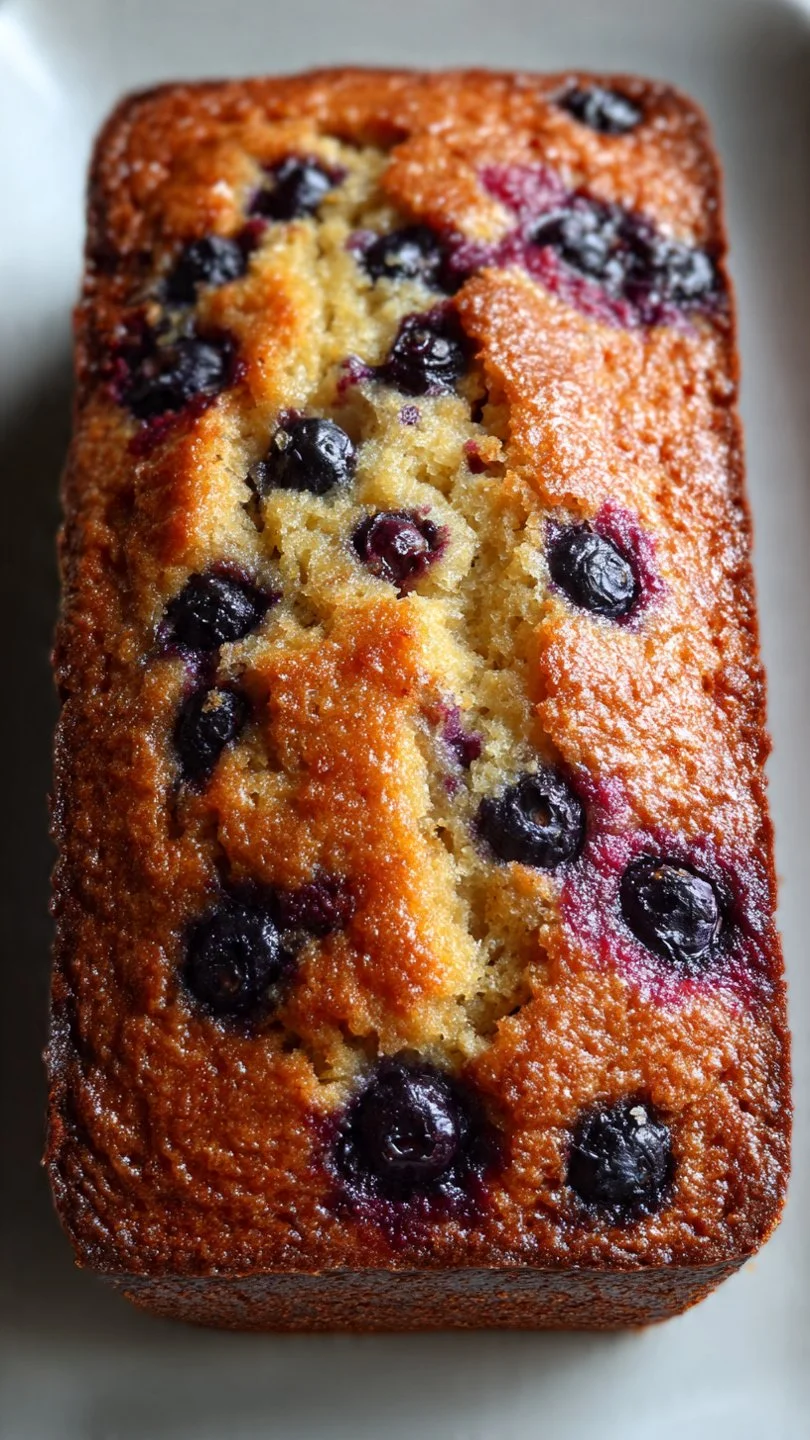 Sourdough blueberry lemon quick bread with fresh blueberries and lemons