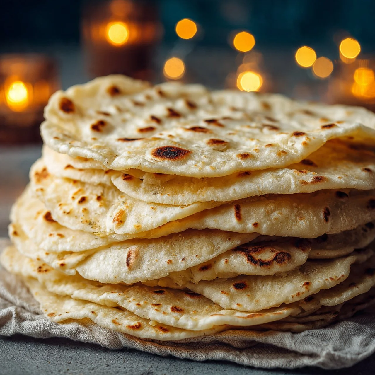 Delicious homemade sourdough tortillas made from sourdough discard on a wooden table.